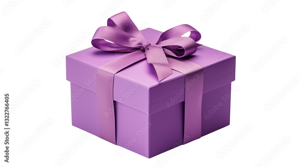 Elegant Purple Gift Box with Ribbon for Holiday isolated on transparent background Elegant Purple Gift Box with Ribbon for Holiday isolated on transparent background