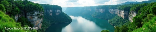 Dramatic cliffside reservoir, Singapore hilltop, green, greenery