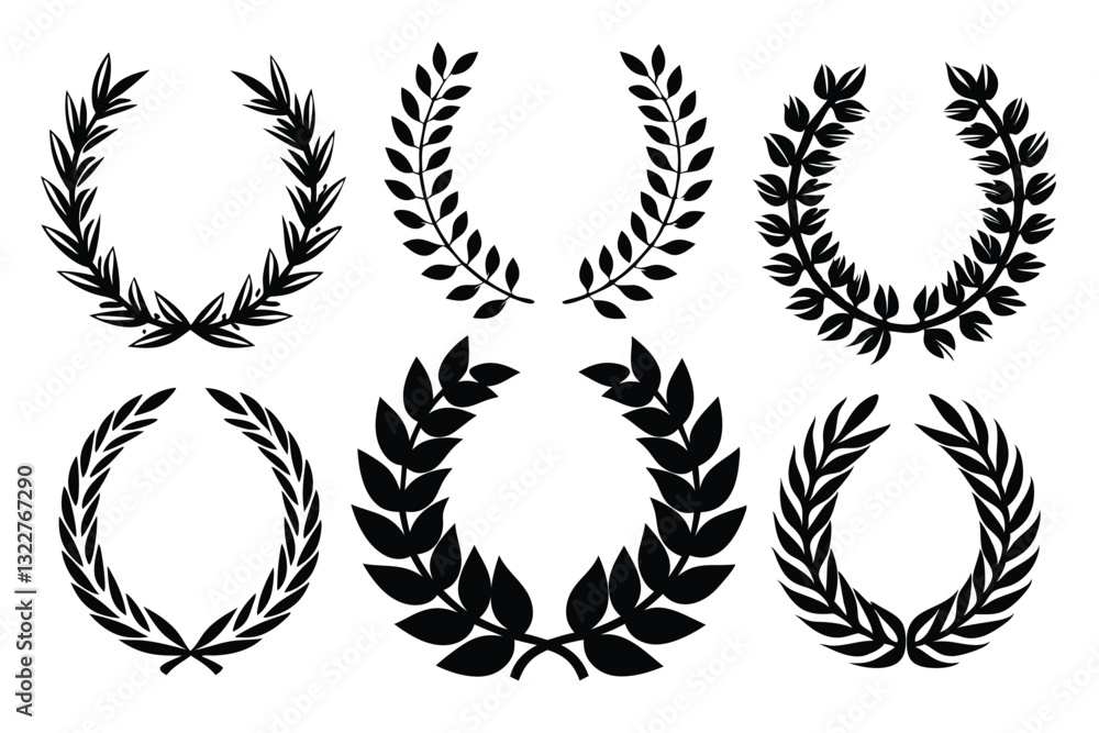 Laurel wreath silhouette collection set Laurel wreath silhouette collection set