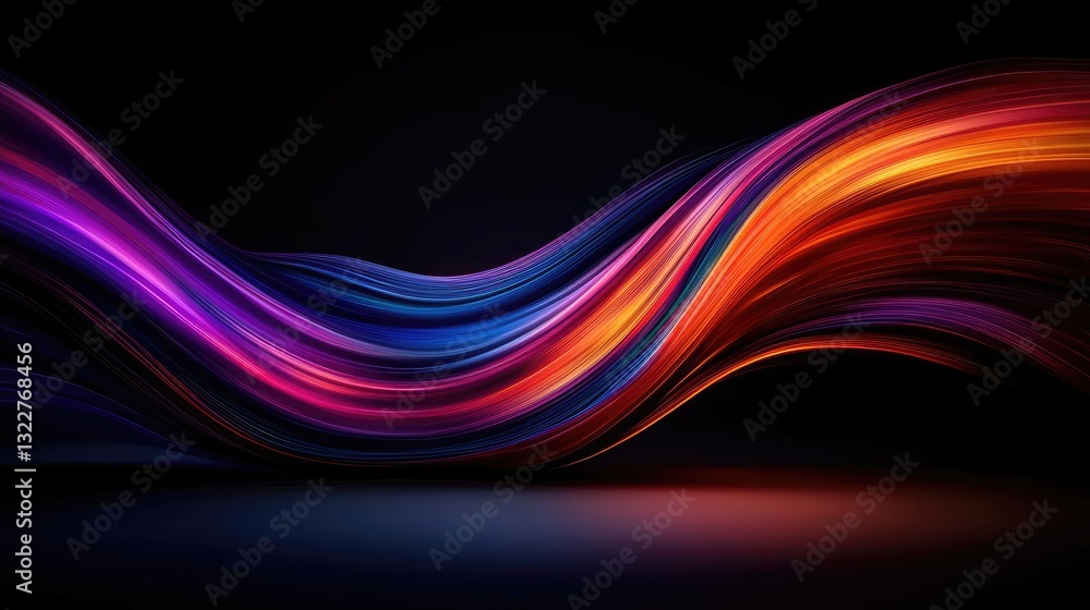 Fototapeta premium Vibrant color art abstract background concept. Vibrant abstract waves of color flowing against a dark backdrop, creating dynamic energy.