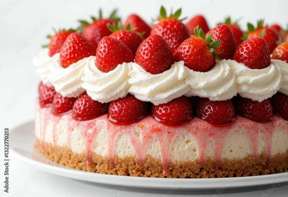 Delicious Strawberry Cheesecake with Whipped Cream Topping Delicious Strawberry Cheesecake with Whipped Cream Topping