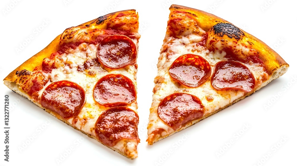 Two Slices of Pepperoni Pizza isolated on white background Two Slices of Pepperoni Pizza isolated on white background