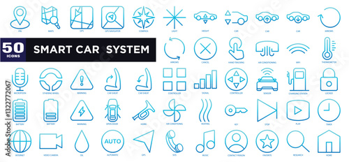 Smart Car System Gradient Icon Set