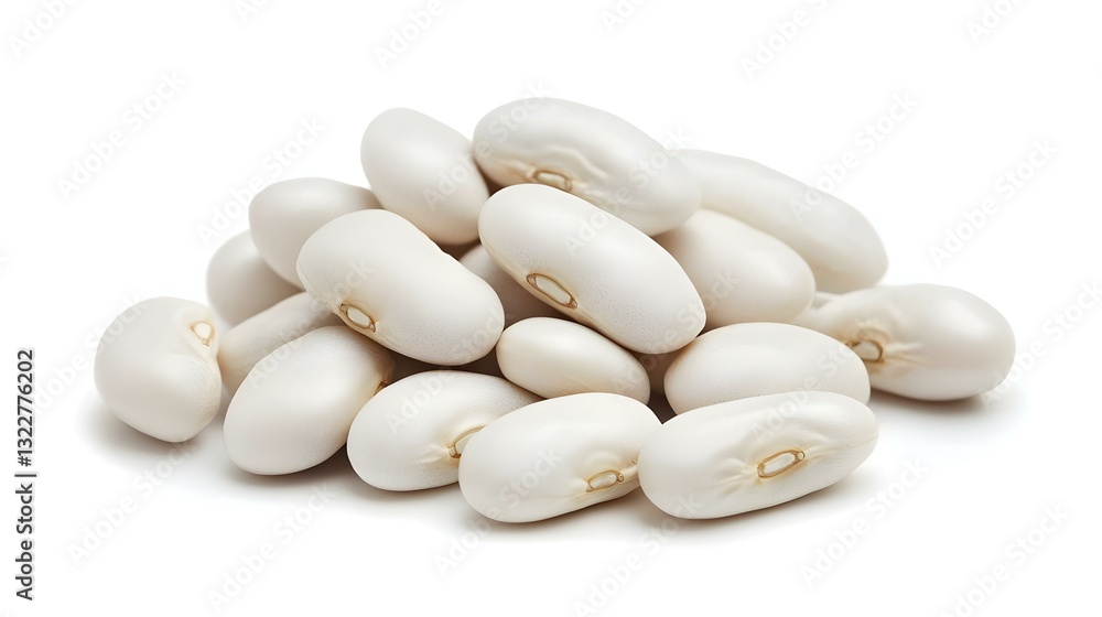Close-up of white kidney beans isolated on white Close-up of white kidney beans isolated on white