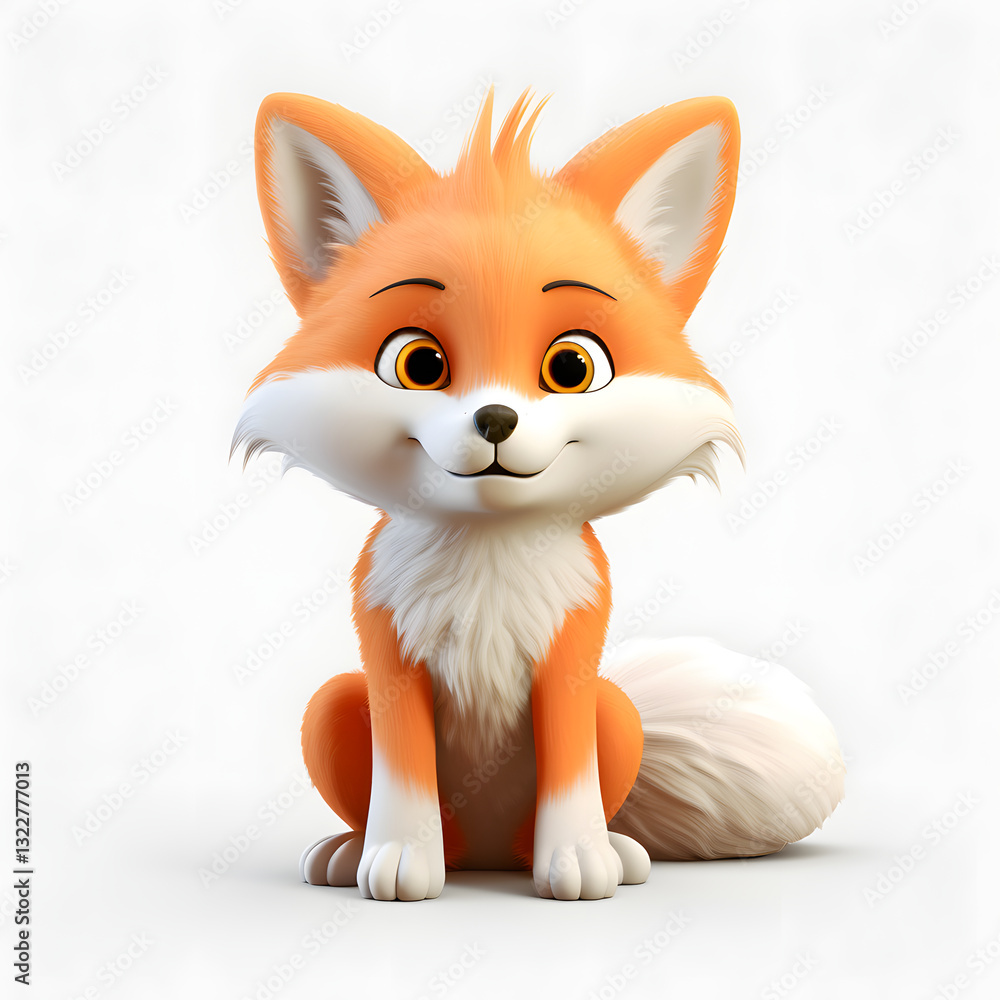 Obraz premium Digital technology 3D cute fox icon