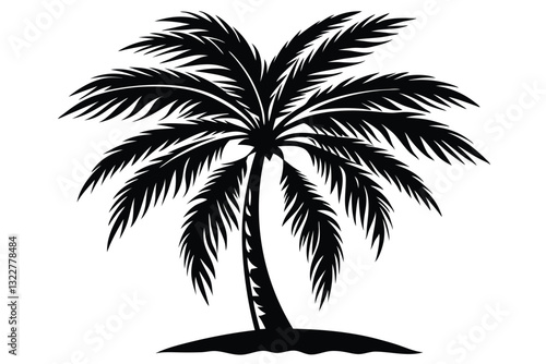 Palm tree silhouette on the beach by the sea for summer vacationPalm tree silhouette on the beach by the sea for summer vacation