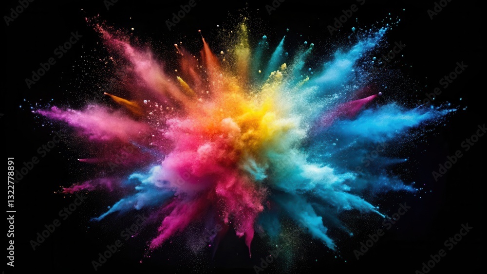 Powder explosion on gradient dark background with freeze motion, freeze, abstract, freeze, abstract, background, colorful,explosion Powder explosion on gradient dark background with freeze motion, freeze, abstract, freeze, abstract, background, colorful,explosion