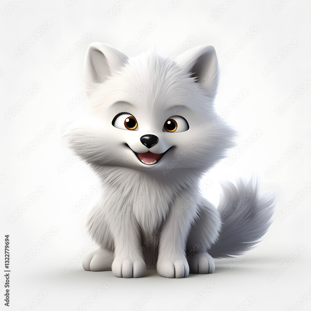 Obraz premium Digital technology 3D cute wolf icon