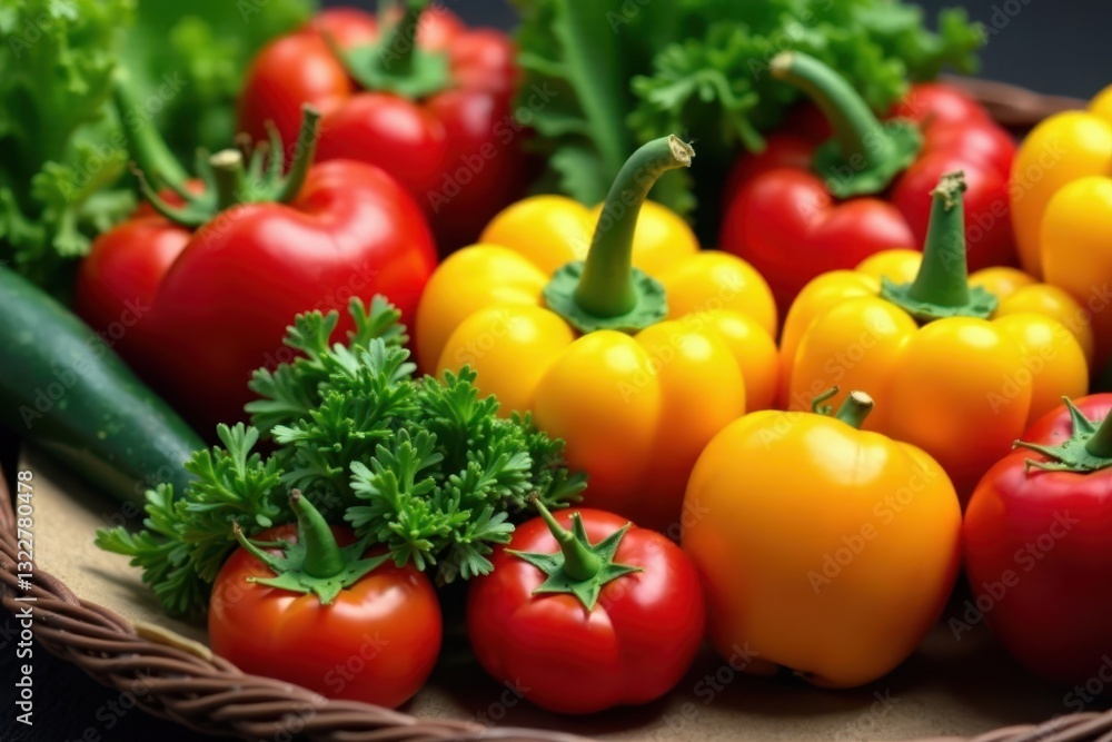 Colorful array of fresh vegetables, close-up view, harvest, texture, detail Colorful array of fresh vegetables, close-up view, harvest, texture, detail