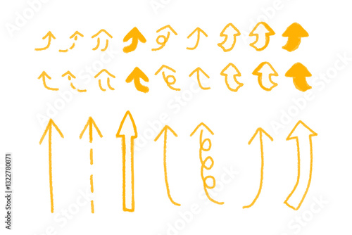 手書きの矢印セット-オレンジ