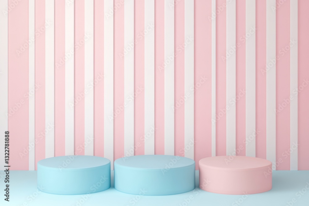 Soft Color Palette with Round Cushions and Striped Wall Background Soft Color Palette with Round Cushions and Striped Wall Background