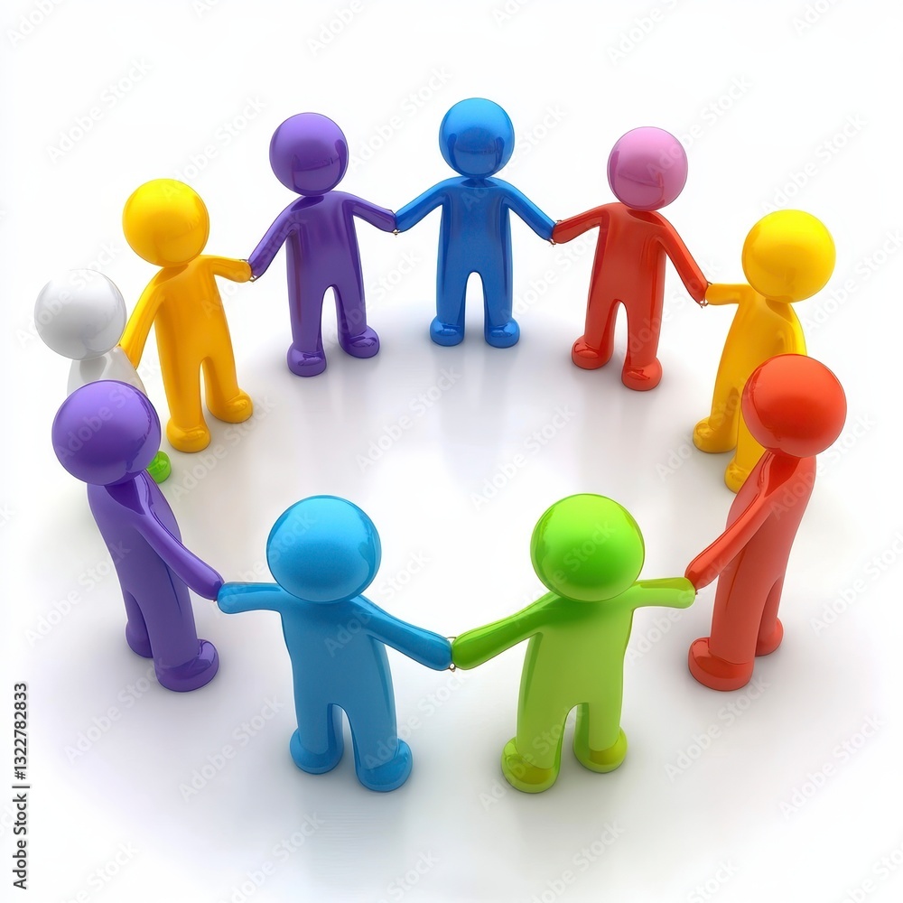 Colorful Cartoon Characters Holding Hands in Unity and Friendship Colorful Cartoon Characters Holding Hands in Unity and Friendship