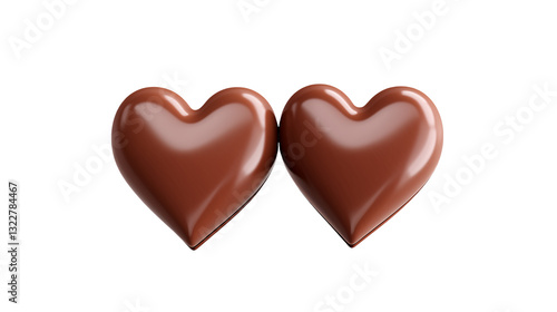 Delicious Chocolate Heart Candies for Valentines Day isolated on transparent background