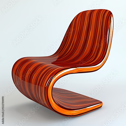 Elegant S Shaped Wooden Chair in Bright Studio Lighting with Smooth Finish and Detailed Grain