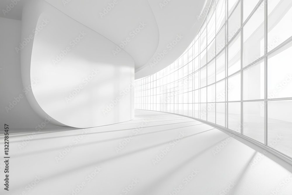 Obraz premium Modern Minimalist Interior Design with Curved Lines and Light