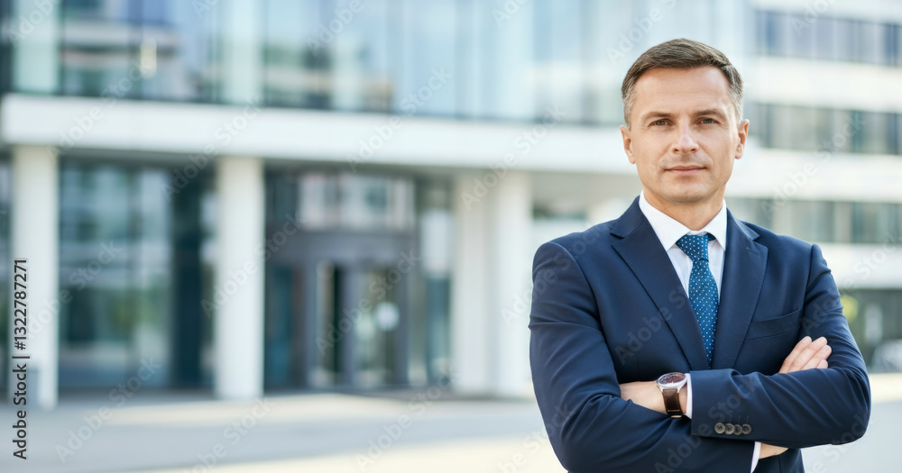 Confident caucasian male business executive outdoors portrait in suit Confident caucasian male business executive outdoors portrait in suit