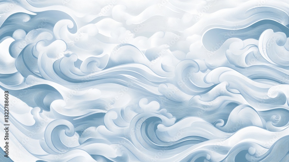 21.An elegant Oriental water pattern, seamlessly flowing with soft, wavy lines and intricate water-like motifs. The design is perfect for wallpaper, offering a tranquil and harmonious atmosphere with 21.An elegant Oriental water pattern, seamlessly flowing with soft, wavy lines and intricate water-like motifs. The design is perfect for wallpaper, offering a tranquil and harmonious atmosphere with