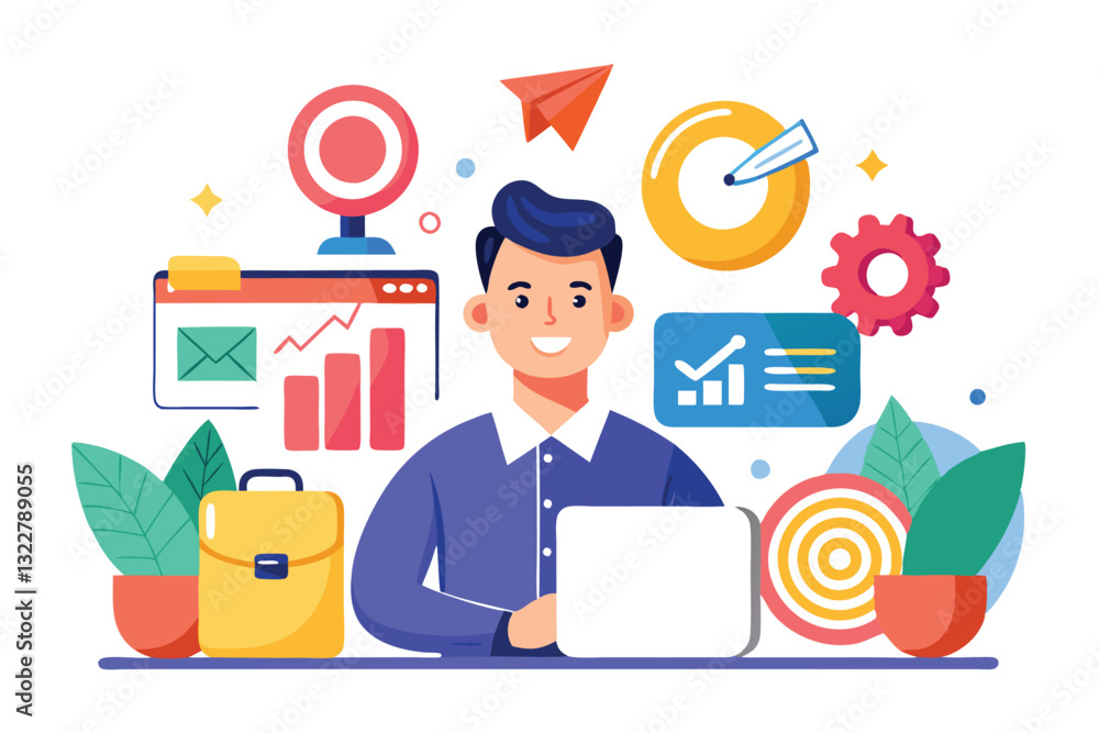 Illustration of Digital Marketing in Social Media Platform Illustration of Digital Marketing in Social Media Platform