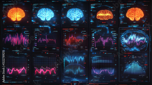 Plakat Advanced Digital Brain Scan Visualization of Neural Activity During Different Nap Lengths 
