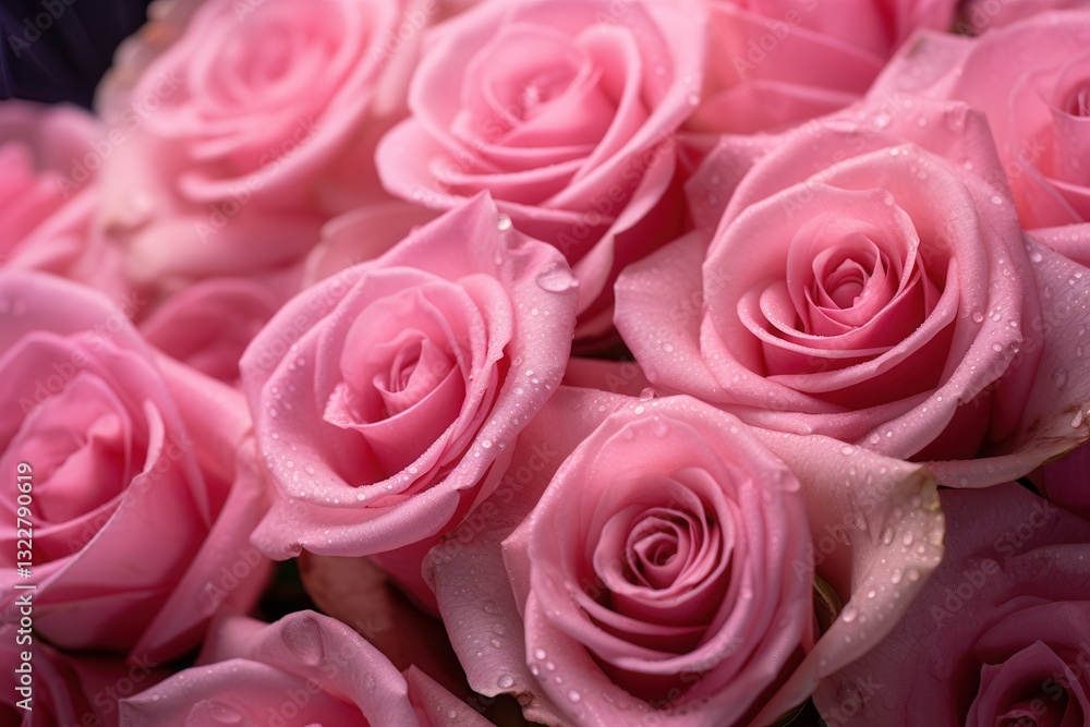 Fresh Pink Roses with Water Drops for Romantic Floral Arrangement Fresh Pink Roses with Water Drops for Romantic Floral Arrangement