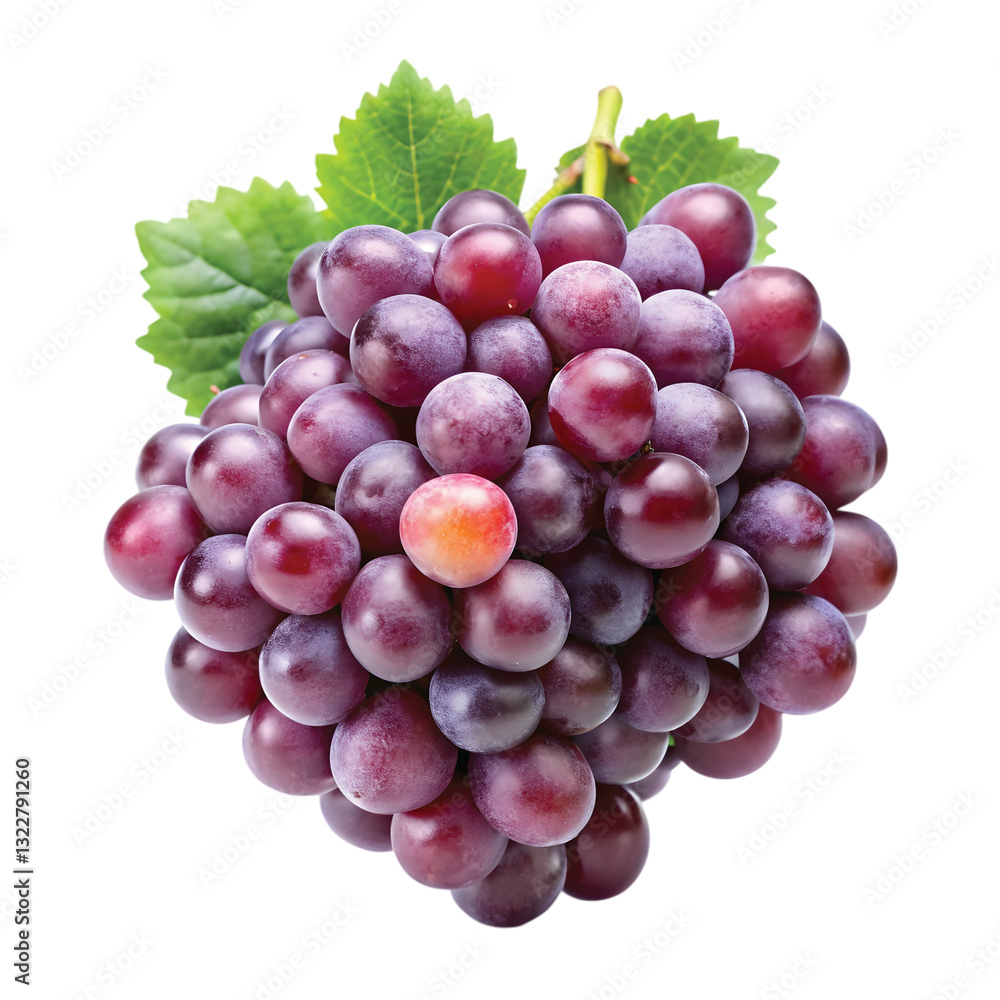 Fototapeta premium Cluster of Red and Purple Grapes with a Fresh Look, PNG file for mock-up.