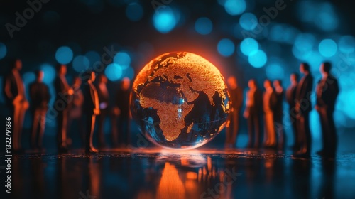 Wallpaper Mural People Surrounding a Glowing Globe Representing Global Connection Torontodigital.ca