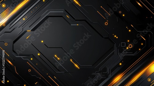 Abstract Digital Background with Yellow Lines and Geometric Shapes