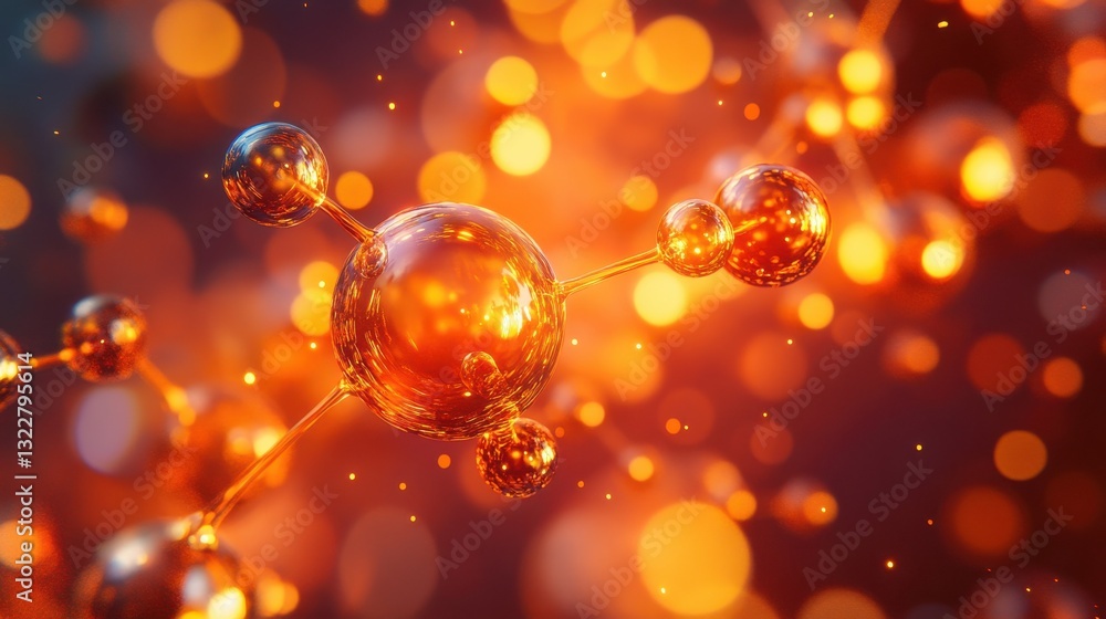 Abstract image of a molecule in warm, glowing orange tones. The intricate detail and vibrant colors create a sense of scientific discovery. Abstract image of a molecule in warm, glowing orange tones. The intricate detail and vibrant colors create a sense of scientific discovery.