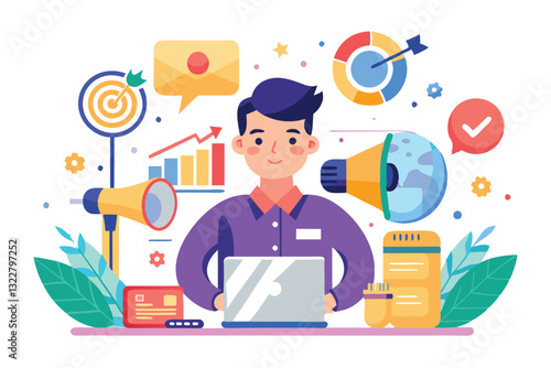 Marketing Manager Illustration concept on white background