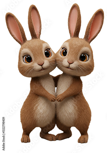 Sweet animated bunnies in a loving embrace.