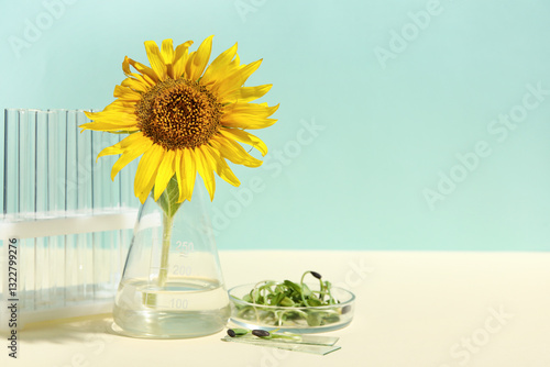Sunflower in erlenmeyer fla...