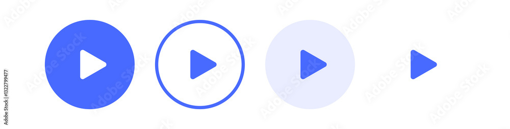 Blue play button icon set Blue play button icon set