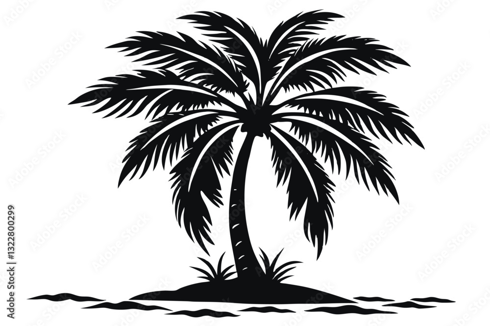 Silhouette of palm trees on a beach Vector illustration Silhouette of palm trees on a beach Vector illustration