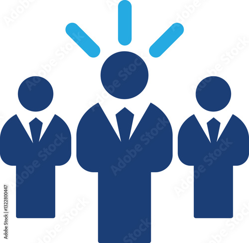 Business icon, Business team, meeting, partnership, startup, planning, company, management, profit and successful key icon, blue color