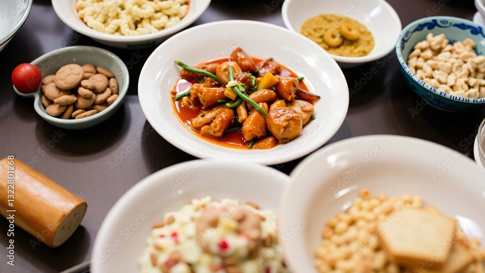 Diverse Dishes on a Tabletop A Culinary Collection Diverse Dishes on a Tabletop A Culinary Collection