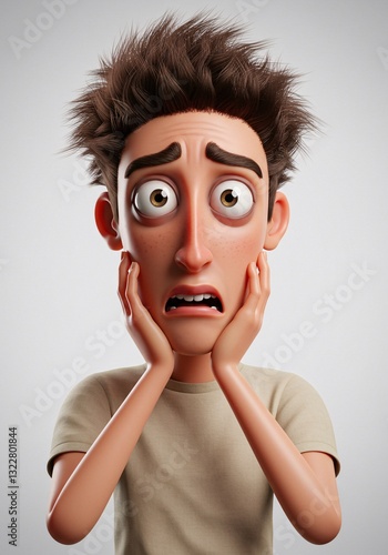  Animated man with wide, scared eyes.