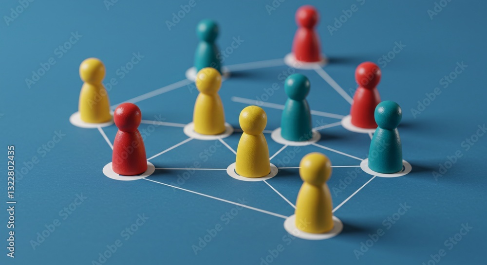 Obraz premium Colored pieces interconnected forming a connected network.