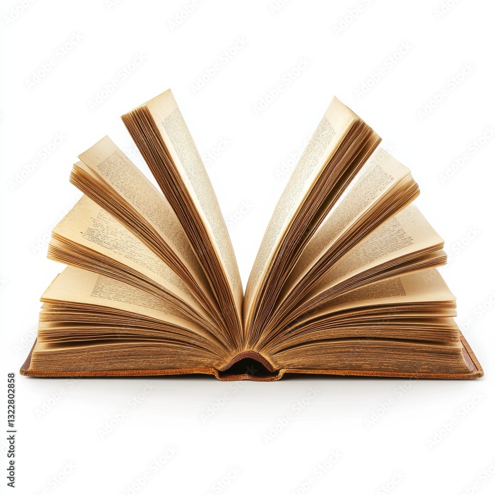 Naklejka premium Open Book Isolated on White Background with Realistic Pages Displaying