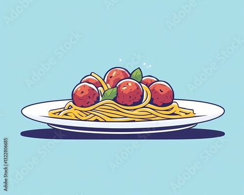 flat illustration of noodles on a plate