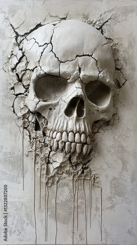 Fototapeta premium Cracked Skull: A Textured Study of Mortality