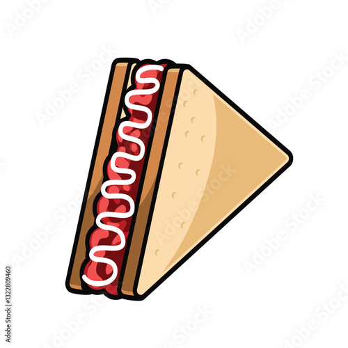 Meat sandwich vector illustration with mayonnaise topping
