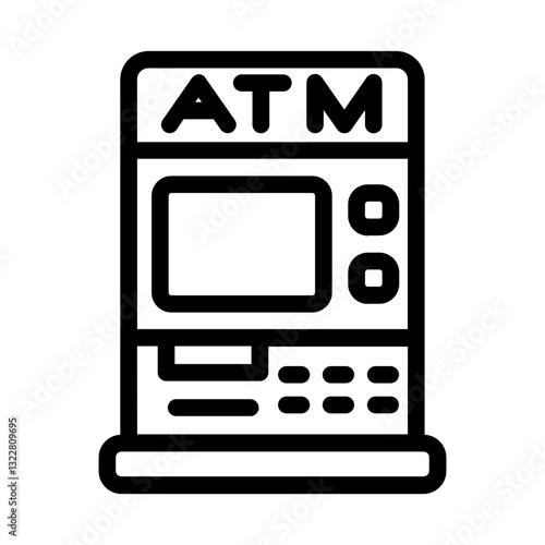   ATM  machine  withdrawal  cash  banking  finance  transaction  money  deposit  card Line Icon