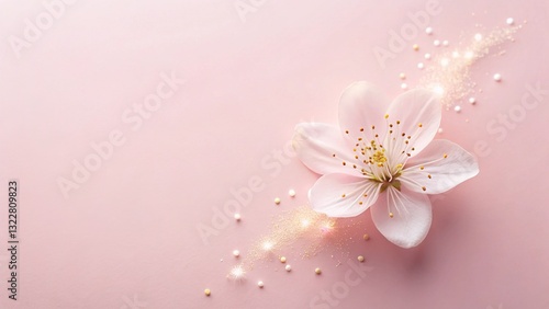 Delicate Stamen Spark: Flat Lay Feminine Floral Photography with Copy Space