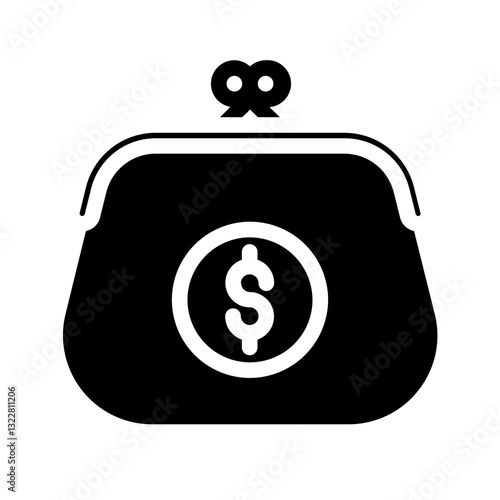   purse  coin  wallet  money  finance  cash  currency  banking  pocket  transaction Solid icon