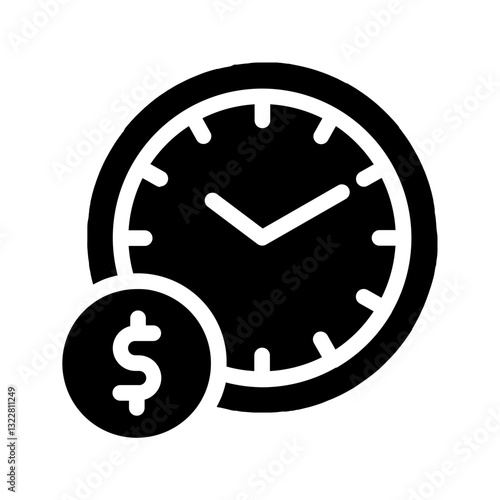   time  dollar  clock  finance  money  schedule  banking  dead  payment  management Solid icon