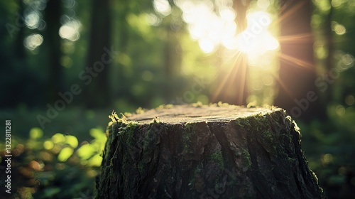 Sunlit Forest Stump: A Nature Photography Masterpiece