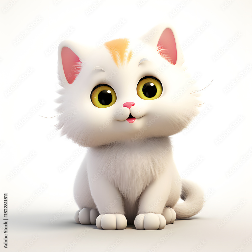 Digital technology 3D cute cat icon Digital technology 3D cute cat icon