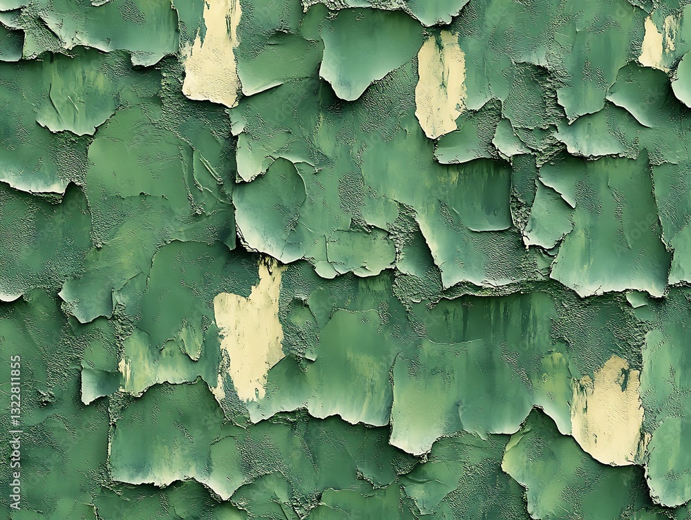 Obraz premium The old peeling paint shows green colors with various textures