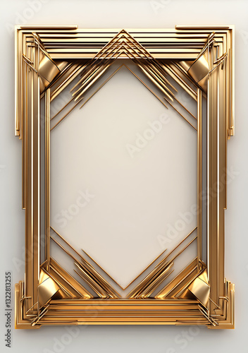 vintage Golden Antique Picture Frame designed as a decorative border for a blank picture on white background