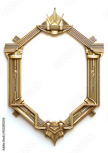 vintage Golden Antique Picture Frame designed as a decorative border for a blank picture on white background